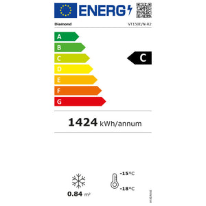 Vrieskist met glazen deksel -23°/-15°C - Diamond VT150E/N-R2