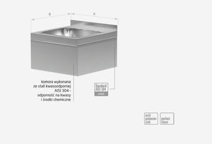 Nerezové kyselinovzdorné dřezy s obdélníkovou komorou – zabudované 400x295x(h)200 mm, INOXI 89-50756