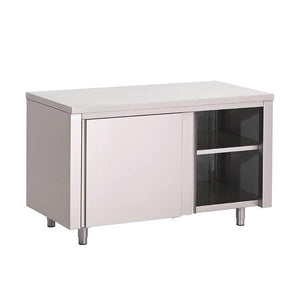 Středový stůl se skříní s posuvnými dveřmi, Gastro M GN154, 1800x700x(h)875 mm, svařovaný