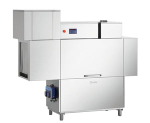 Doorschuif vaatwasser 500x500 mm - 104 korven/uur - Bartscher 110620 - met reinigingsmiddeldoseerder en spoelondersteuningspomp - 27,97 kW - 400 V - 805x2300x(h)2120 mm