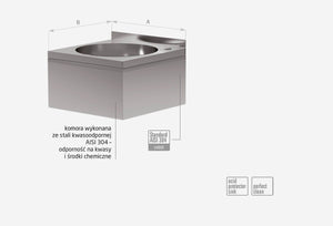 Nerezové kyselinovzdorné dřezy s kulatou komorou – zabudované 400x400x(h)200 mm, INOXI 89-53783