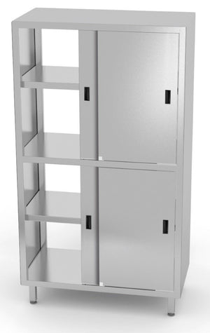 Nerezová průchozí skříň s přepážkou a posuvnými dveřmi 800x500x(h)1800 mm, INOXI 89-49894
