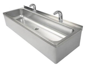 Dvojité umyvadlo s baterií 425x1200x(h)265 mm, středový odtok, XXLselect BD847752