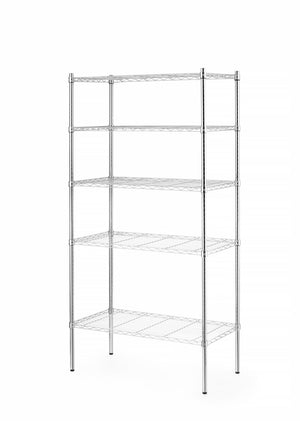 Regał magazynowy z 5 półkami drucianymi, chromowany, XXLselect H298907, 910x455x(h)1830 mm, skręcany