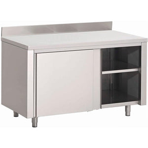 Nástěnný stůl se skříňkou s posuvnými dveřmi, Gastro M GN160, 1600x700x(v)875 mm, svařovaný