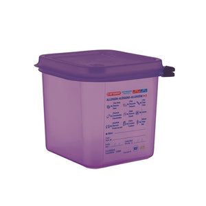 Pojemnik GN 1/6 z pokrywką, 150mm, 2.6L, z polipropylenu, Araven Allergen CM786, fioletowy