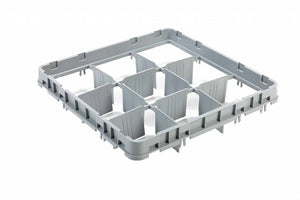 Skleněný koš 500x500x(h)40 mm, 9 přihrádek, AmerBox 877456, šedý