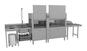 Doorschuif vaatwasser 500x500 mm - 270 korven/uur - RM Gastro 22138 - met spoelondersteuningspomp - 41,2 kW - 400 V - 770x1968x(h)1588 mm