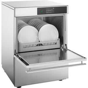 Universele vaatwasser 500x500 mm - Elframo 802454 - met afvoerpomp - glansspoelmiddel doseerder - reinigingsmiddel en spoelondersteuningspomp - 4,6 kW - 400 V - 620x600x(h)830 mm
