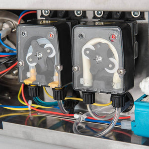 Universele vaatwasser 500x500 mm - 30 korven/uur - Stalgast 801507 - met afvoerpomp - glansspoelmiddel doseerder en reinigingsmiddel - 4,9 kW - 230 / 400 V - 665x565x(h)835 mm