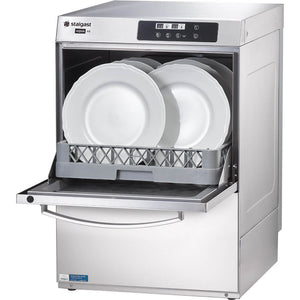 Universele vaatwasser 500x500 mm - 40 korven/uur - Stalgast 801555 - met glansspoelmiddel doseerder en reinigingsmiddel - 6,65 kW - 400 V - 680x565x(h)836 mm