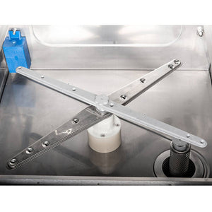 Universele vaatwasser 500x500 mm - 30 korven/uur - Stalgast 801506 - met glansspoelmiddel doseerder en reinigingsmiddel - 4,9 kW - 230 / 400 V - 665x565x(h)835 mm